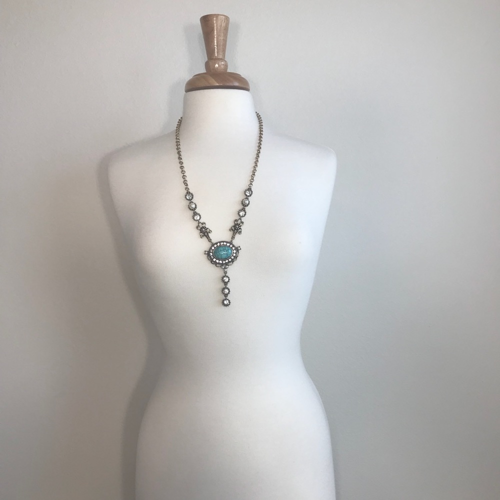 N14 | Long Boho Necklace Turquoise Stone Pendant - Picture 4 of 5